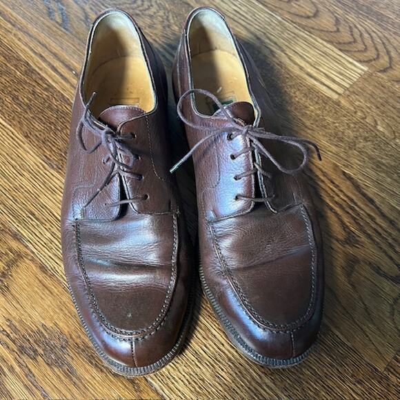 Cole Haan Italian Leather Split Toe Oxford Dress Shoe Mens 7D Brown Apron Toe - Picture 2 of 7